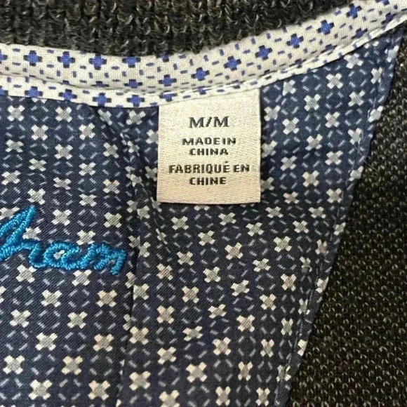 Robert Graham men dark  gray long sleeves collar 1/4 zip pullover sweater size M - Picture 7 of 12